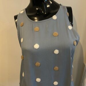 Fun bluish tank w Flat Pom Poms !  Medium